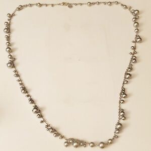 Talbots Silver Tone Long Beaded Necklace